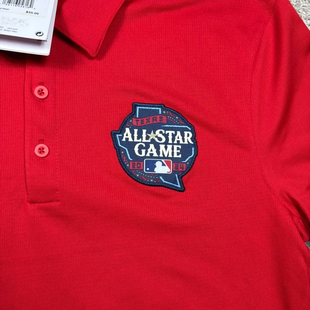 Nike Mens MLB All-Star‎ Game 2024 Texas Polo Shirt Red Dri-FIT NKNB-62Q Small